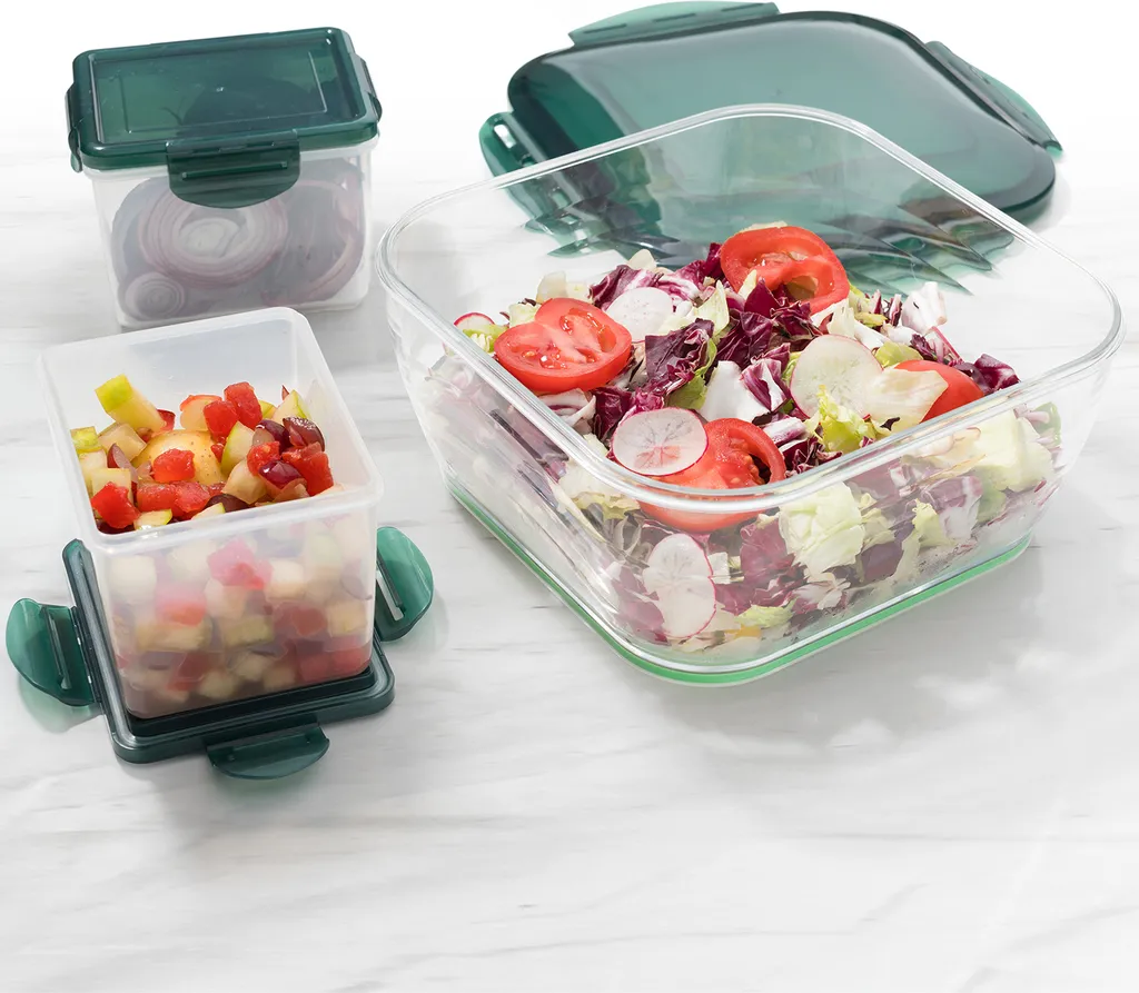 Genius Nicer Dicer Chef Auffangbehälter Groß & Klein Inkl. Deckel 6 Tlg 1 X 3300 Ml & 2 X 700 Ml Smaragdgrün; A27056 3 Genius Nicer Dicer Chef Auffangbehälter Groß & Klein Inkl. Deckel 6 Tlg 1 X 3300 Ml & 2 X 700 Ml Smaragdgrün; A27056 – Bild 3