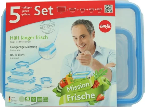 Emsa Clip & Close 5Er Set Frischhaltedosen, 0,15 L - 3,7 L, 508568 – Bild 7