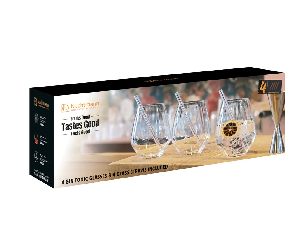 Nachtmann Tastes Good Vorteilsset 4 Gin Tonic Gläser + 4 Glastrinkhalme + Reinigungsbürste 2 Nachtmann Tastes Good Vorteilsset 4 Gin Tonic Gläser + 4 Glastrinkhalme + Reinigungsbürste – Bild 2