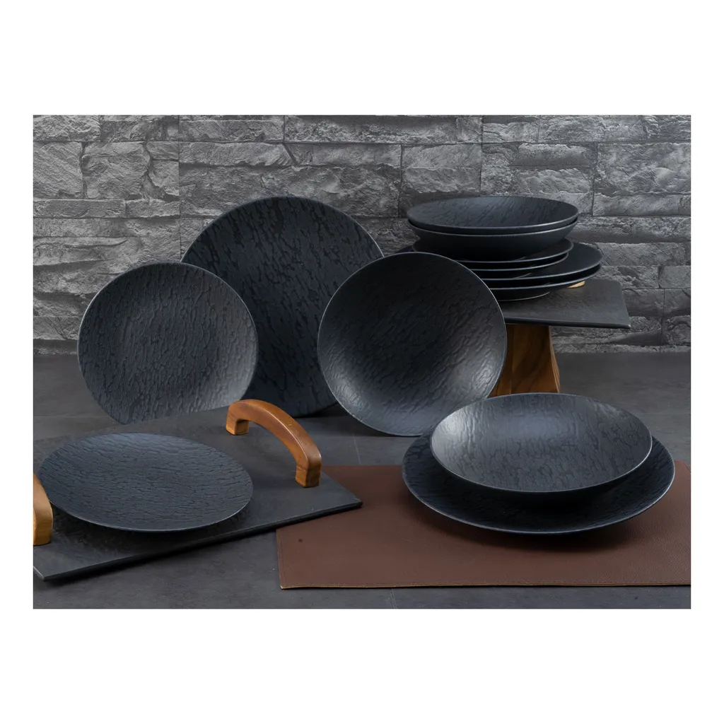 CreaTable, 20540, Serie Schiefer Black , Geschirrset, Teller Set 12 Teilig 3 CreaTable, 20540, Serie Schiefer Black , Geschirrset, Teller Set 12 Teilig – Bild 3