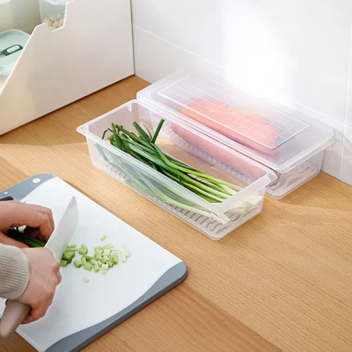 4 Stück Lebensmittel Frisch Aufbewahren Kühlschrank Aufbewahrungsbox Lebensmittelbehälter Frischhaltedosen,mit Abnehmbarer Ablaufplatte Und Deckel,Stapelbare Kunststoffbox – Bild 6