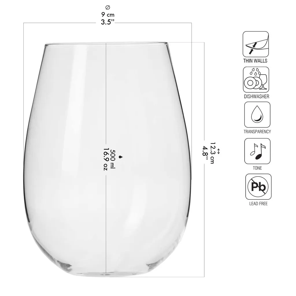 KROSNO Harmony Große Weißweingläser Ohne Stiel, 6er-Set, 500 Ml 2 KROSNO Harmony Große Weißweingläser Ohne Stiel, 6er-Set, 500 Ml – Bild 2