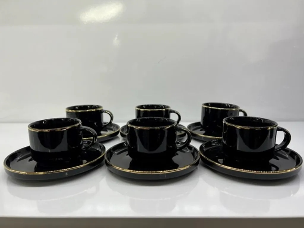 12tlg. Espressoservice Espresso Service Tassen Untertassen Schwarz (D029) 3 12tlg. Espressoservice Espresso Service Tassen Untertassen Schwarz (D029) – Bild 3