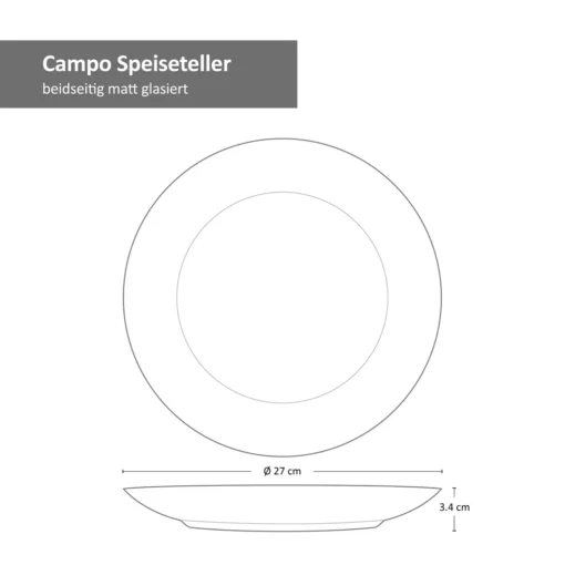24tlg. Geschirrset Campo Creme 6 Pers. Kaffeebecher Suppenteller Kuchenteller Speiseteller – Bild 8