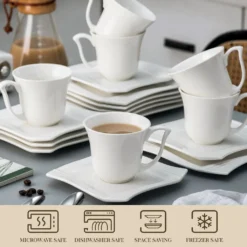 MALACASA, Serie Amparo, 36 Teilig Set Cremeweiß Porzellan Kaffeeservice Dessertteller Kaffeetasse Mit Untertasse 9 MALACASA, Serie Amparo, 36 Teilig Set Cremeweiß Porzellan Kaffeeservice Dessertteller Kaffeetasse Mit Untertasse -Qualitätsladen Für Geschirr a5dbb72af98f894549c593e77669849b