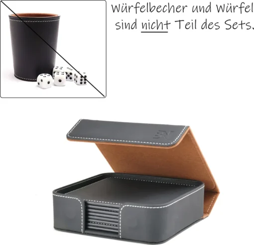 Würfelunterlage Set Würfelschale Würfelset Unterlage Würfelbecher Bierdeckel Set 8er – Bild 2