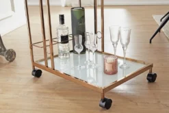 WOHNLING Design Servierwagen Gold 67x80x45 Cm | Mobiler Beistelltisch | Speisewagen Mit Glasplatte | Küchenwagen Milchglas | Teewagen | Mini Bar Auf Rollen 10 WOHNLING Design Servierwagen Gold 67x80x45 Cm | Mobiler Beistelltisch | Speisewagen Mit Glasplatte | Küchenwagen Milchglas | Teewagen | Mini Bar Auf Rollen -Qualitätsladen Für Geschirr a64e0631c83fcdd6c0a16cd5ada09177