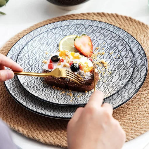 Vancasso, Haruka Porzellan Geschirrservice, 32-teilig Rund Kombiservice Geschirrset Tafelservice Für 8 Personen, Schwarz – Bild 3