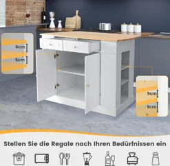 COSTWAY Kücheninsel Aus Gummiholz, Küchenschrank Klappbar Mit Ausziehbarer Arbeitsplatte, Küchenschrank Mit Schubladen, Seitenregalen, 2-türigem Schrank, 3-stufig Verstellbaren Böden 10 COSTWAY Kücheninsel Aus Gummiholz, Küchenschrank Klappbar Mit Ausziehbarer Arbeitsplatte, Küchenschrank Mit Schubladen, Seitenregalen, 2-türigem Schrank, 3-stufig Verstellbaren Böden -Qualitätsladen Für Geschirr a7d3c30ac0a5c1e847283f995a79146d