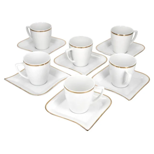 30tlg Geschirrset Silverline Kombi 6Pers Gold Kaffee Unterteller Kuchen/Speiseteller Suppenschale – Bild 5