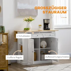 HOMCOM Kücheninsel, Sideboard Mit Erweiterbarer Arbeitsfläche, Küchenschrank Mit Schubladen, Gewürzregalen, Servierwagen Aus Holz Für Küche, Weiß, 108 X 78,4 X 84 Cm -Qualitätsladen Für Geschirr a8e49304a57f64d6f9379f0fb15d7eb7