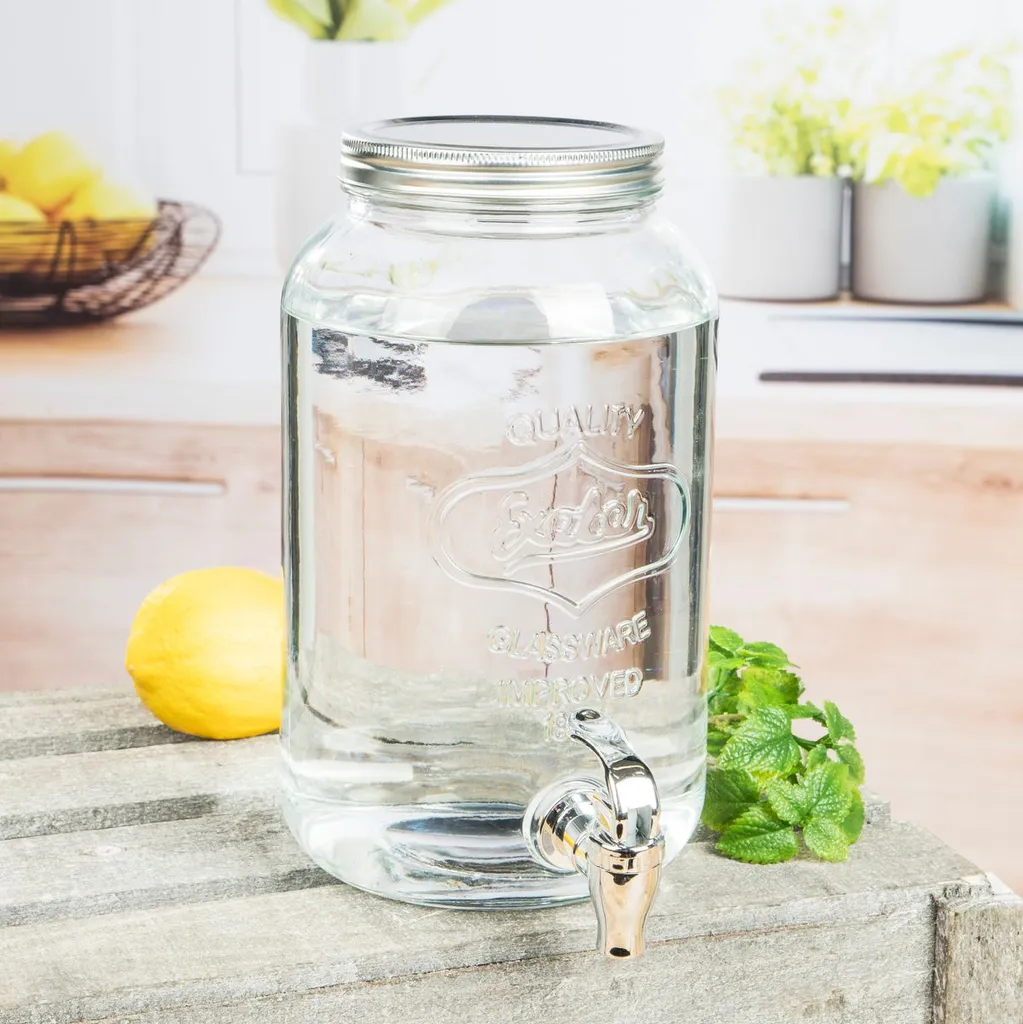 Getränkespender, Rund Aus Glas 3L 2 Getränkespender, Rund Aus Glas 3L – Bild 2