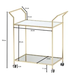 WOHNLING Design Servierwagen Gold 73x78x37 Cm Küchenwagen Glas / Metall | Mobiler Beistelltisch | Speisewagen Mit Glasplatte | Teewagen Mini Bar Auf 4 Rollen -Qualitätsladen Für Geschirr a98a289acd9f7dfd5dfed9a6418438d8