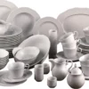 CreaTable 16072 Kombiservice Arianne Für 8 Personen + Uni, Porzellan, Weiß (1 Set, 61-teilig)