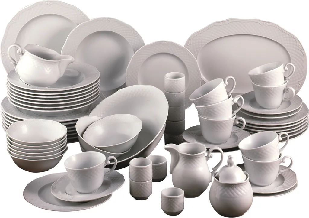 CreaTable 16072 Kombiservice Arianne Für 8 Personen + Uni, Porzellan, Weiß (1 Set, 61-teilig) 1 CreaTable 16072 Kombiservice Arianne Für 8 Personen + Uni, Porzellan, Weiß (1 Set, 61-teilig)