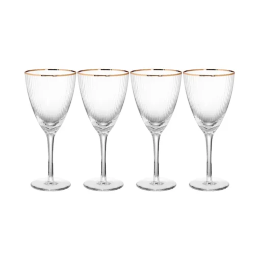 BUTLERS GOLDEN TWENTIES 4x Weingläser Mit Goldrand Und Rillen 280ml