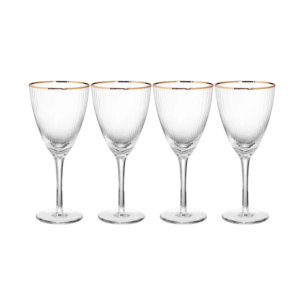 BUTLERS GOLDEN TWENTIES 4x Weingläser Mit Goldrand Und Rillen 280ml 1 BUTLERS GOLDEN TWENTIES 4x Weingläser Mit Goldrand Und Rillen 280ml