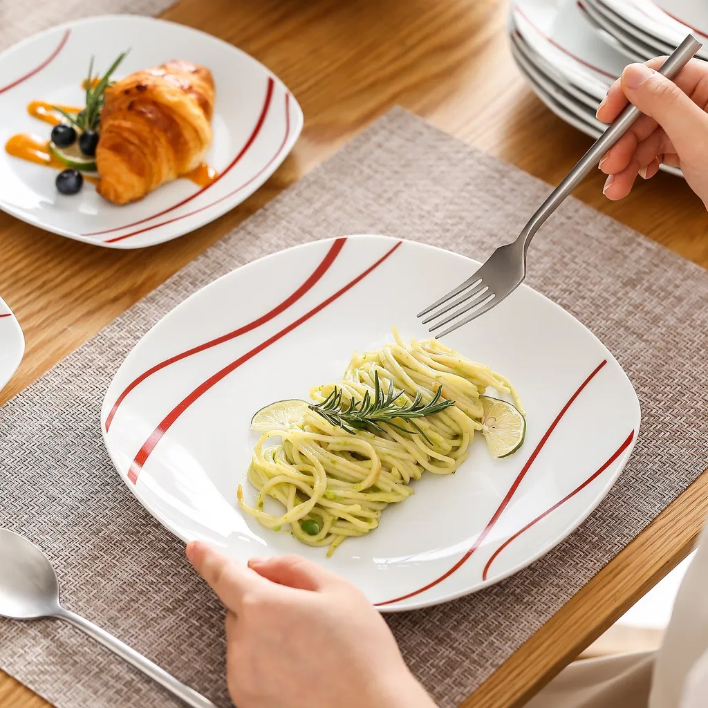 MALACASA, Serie Felisa, 36 Tlg. Set Porzellan Geschirrset Tafelservice Mit 12 Speiseteller, 12 Dessertteller, 12 Suppenteller Für 12 Personen 5 MALACASA, Serie Felisa, 36 Tlg. Set Porzellan Geschirrset Tafelservice Mit 12 Speiseteller, 12 Dessertteller, 12 Suppenteller Für 12 Personen – Bild 5