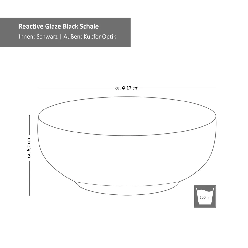 18tlg. Teller Set Reactive Glaze Black 6 Pers. Steingut Teller Schale Schwarz 7 18tlg. Teller Set Reactive Glaze Black 6 Pers. Steingut Teller Schale Schwarz – Bild 7