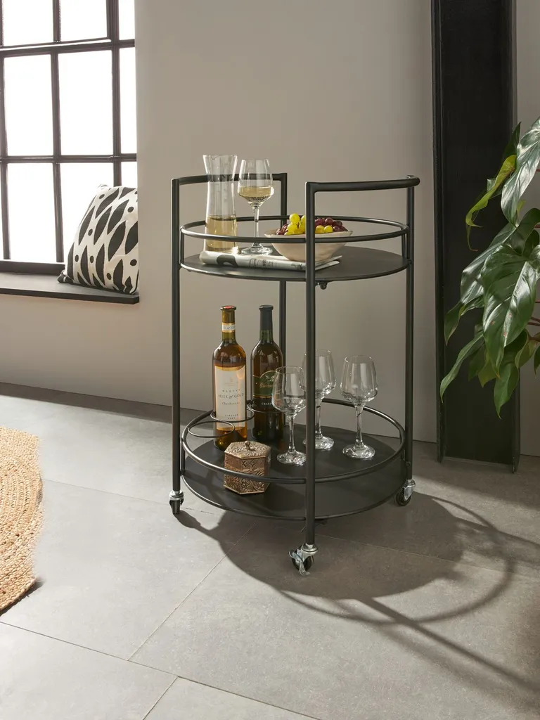 Servierwagen 'Bar', Deko Artikel, Runde Form, Wohnen, Ablagefläche, Lackiert 2 Servierwagen 'Bar', Deko Artikel, Runde Form, Wohnen, Ablagefläche, Lackiert – Bild 2