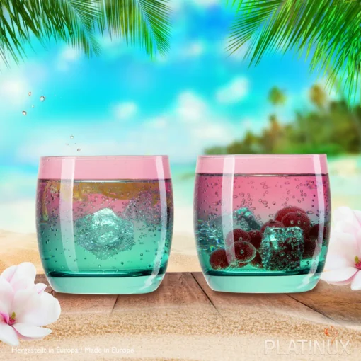 Trinkgläser Rosa-Türkis Aus Glas Bunt Set 6 Stück 200ml (max.320ml) Wassergläser – Bild 2