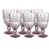 WHOLE HOUSEWARES | Farbige Glaskelche | 6er-Set Trinkgläser | 340 Ml Prägedesign | 6er-Set Hochzeitsgläser (Rosa)