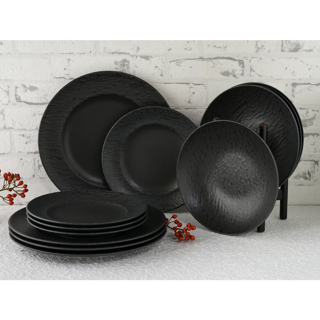 CreaTable 33320 Tafelservice Rondo Schiefer Für 6 Personen, Steinzeug, Schwarz (1 Set, 12-teilig) 4 CreaTable 33320 Tafelservice Rondo Schiefer Für 6 Personen, Steinzeug, Schwarz (1 Set, 12-teilig) – Bild 4