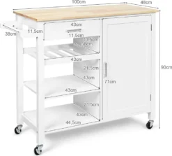 COSTWAY Küchenwagen Auf Rollen, Kücheninsel Mit Schublade, Weinregal, Offene Regale & Handtuchhalter, Platzsparender Servierwagen, Für Küche, Esszimmer, Bar, Weiß 13 COSTWAY Küchenwagen Auf Rollen, Kücheninsel Mit Schublade, Weinregal, Offene Regale & Handtuchhalter, Platzsparender Servierwagen, Für Küche, Esszimmer, Bar, Weiß -Qualitätsladen Für Geschirr b3b734fc4f13120898a051c52c8cf395