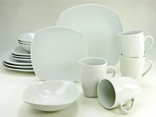 CreaTable 13915 Kombiservice Square Für 4 Personen, Porzellan, Weiß (1 Set, 16-teilig) – Bild 7