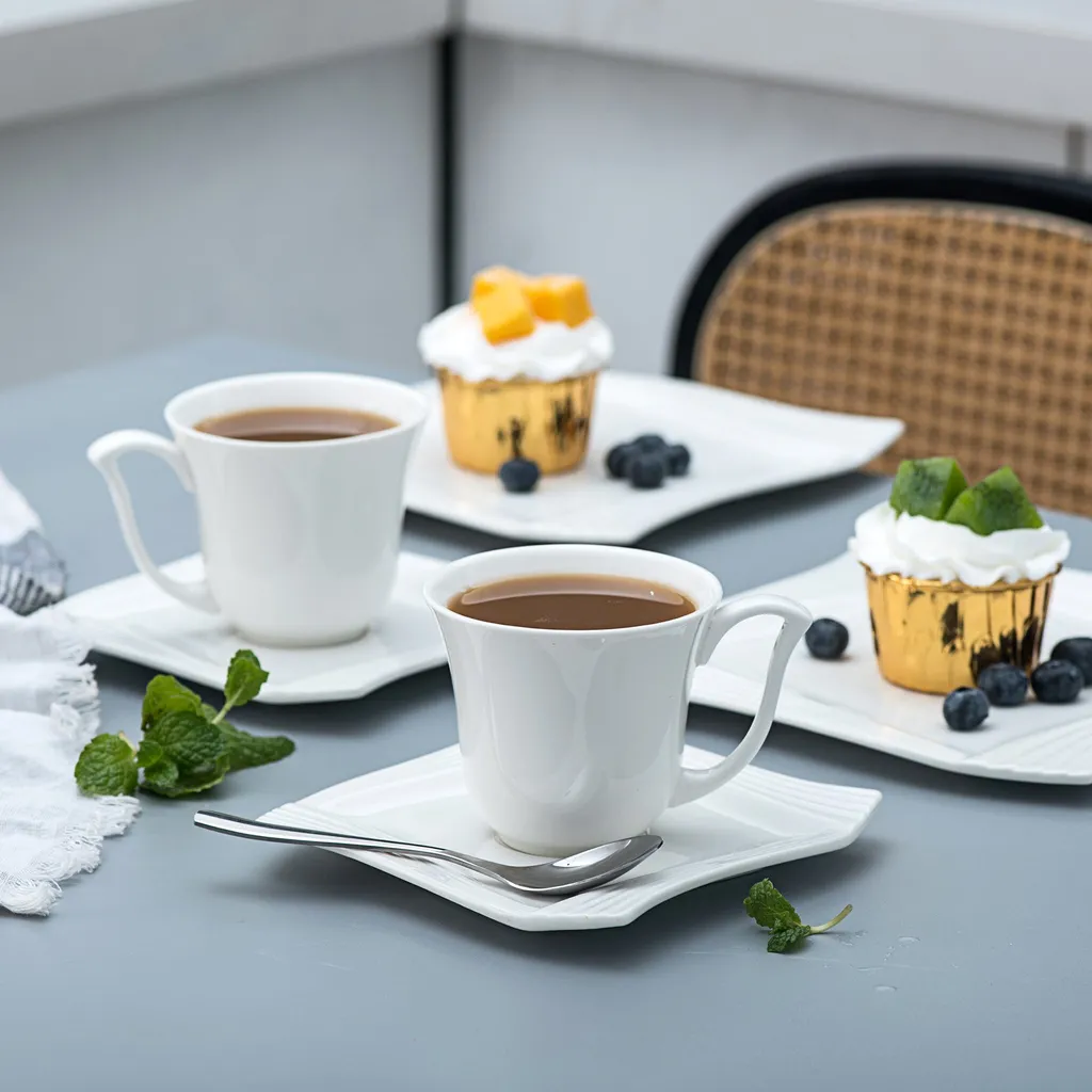 MALACASA, Serie Amparo, 36 Teilig Set Cremeweiß Porzellan Kaffeeservice Dessertteller Kaffeetasse Mit Untertasse 7 MALACASA, Serie Amparo, 36 Teilig Set Cremeweiß Porzellan Kaffeeservice Dessertteller Kaffeetasse Mit Untertasse – Bild 7