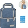 Muttermilch-Kühltasche Mit Kühlakkus, Doppellagig, Passend Für 3 Flaschen, Bis Zu 255 Ml, Für Stillen, Muttermilch, Pumpbeutel, Rucksack ,Denim Blue