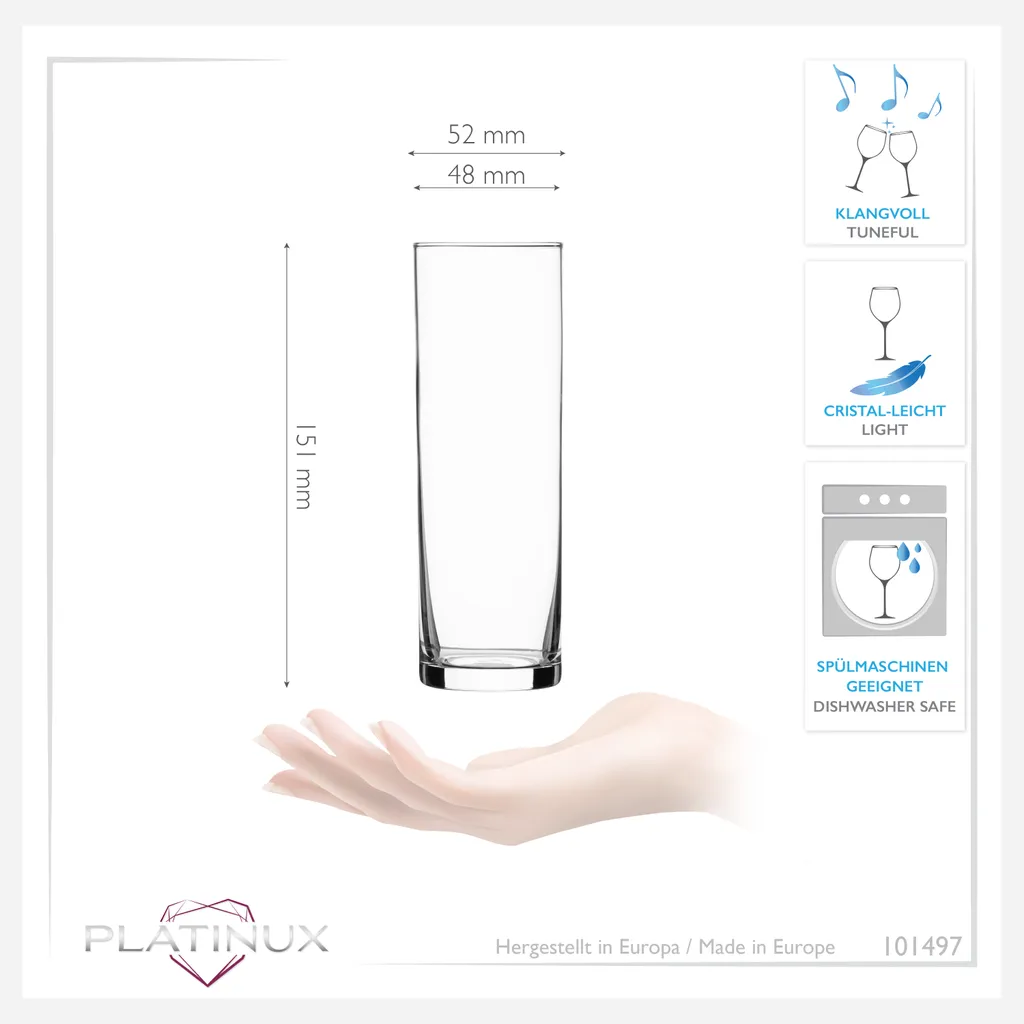 Hohe Biergläser 200ml (max. 240ml) Set 6-Teilig Bierstangen Aus Glas Kölschglas 3 Hohe Biergläser 200ml (max. 240ml) Set 6-Teilig Bierstangen Aus Glas Kölschglas – Bild 3