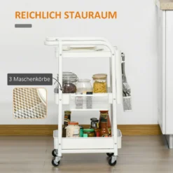 HOMCOM Rollwagen3-Etagen Küchenwagen Mit Schubladen Und Korb Für Küche Büro Schlafzimmer Wohnzimmer Stahl Weiß 51,5 X 32 X 75,6 Cm 12 HOMCOM Rollwagen3-Etagen Küchenwagen Mit Schubladen Und Korb Für Küche Büro Schlafzimmer Wohnzimmer Stahl Weiß 51,5 X 32 X 75,6 Cm -Qualitätsladen Für Geschirr b6e834355f11377401a306bcda558e3e
