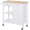 HOMCOM Servierwagen Küchenwagen Rollwagen Küchentrolley Mit Schrank Schublade Holz Weiß 88,5 X 40 X 86 Cm