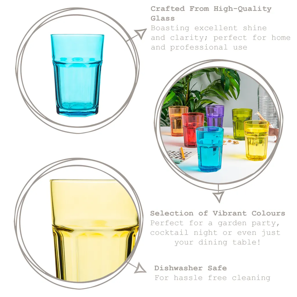 Rink Drink 6 Stück Farbige Gläser Highball-Set - Vibrant Multicolored Partei-Cocktail-Trinken Tumblers - 365ml - 6 Farben 2 Rink Drink 6 Stück Farbige Gläser Highball-Set - Vibrant Multicolored Partei-Cocktail-Trinken Tumblers - 365ml - 6 Farben – Bild 2
