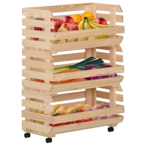 VidaXL Gemüsewagen 57x30x80 Cm Massivholz Kiefer – Bild 2