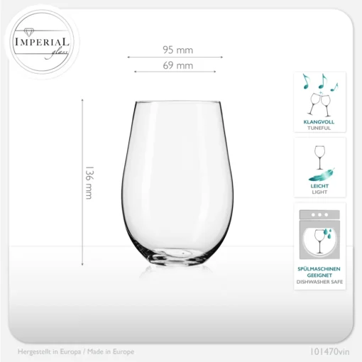 IMPERIAL Moderne Weingläser Ohne Stil Aus Glas 570ml Set 6-Teilig Groß – Bild 4