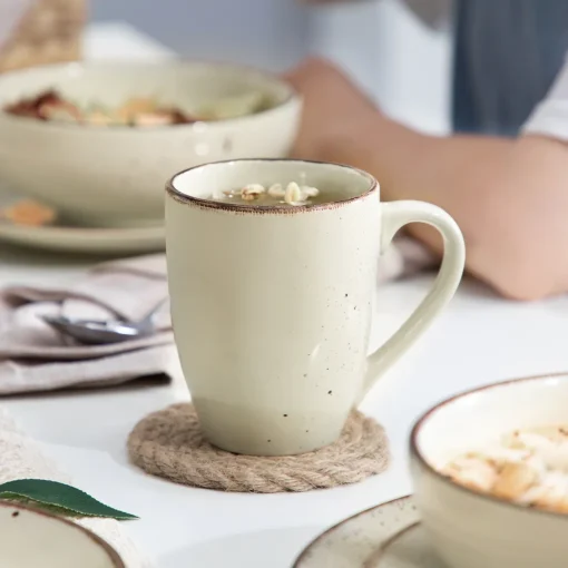 Vancasso Tafelservice Set, Navia Geschirrset Aus Steingut, 16 Teilig Kombiservice, Vintage Aussehen, Natur Design – Bild 5