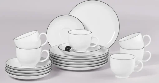 Seltmann Weiden Kaffeeservice Lido Schwarz Mit Farbrand Zeitlos – Bild 5