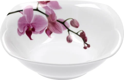 Frühstücksset 18-tlg. Kyoto Orchidee Leicht Eckig Porzellan Für 6 Personen Weiß MitNachbildung – Bild 6