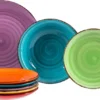 Service 18tlg. Tellerset Uni Bunt, Für 6 Personen In Unterschiedlichen Farben