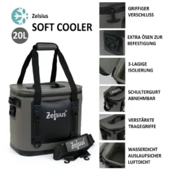 Zelsius Soft Kühltasche Grau 20 Liter | Leicht Und Wasserdicht -Qualitätsladen Für Geschirr bd4b46c0ea3411a1e1bf9b1307c8786d