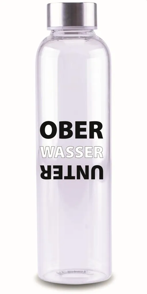 Steuber Glasflasche Mit Schriftzug OBER WASSER UNTER, 700 Ml, Borosilikatglas/Edelstahlverschluss, Temperatur-resistent, Spülmaschinengeeignet 1 Steuber Glasflasche Mit Schriftzug OBER WASSER UNTER, 700 Ml, Borosilikatglas/Edelstahlverschluss, Temperatur-resistent, Spülmaschinengeeignet