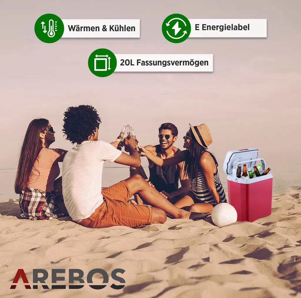 AREBOS 20 Liter Kühlbox Elektrisch, Klein, Zum Kühlen Und Warmhalten, Mit ECO Modus, 12/230 V Für Auto Und Steckdose, Kühltasche, Isoliertasche 4 AREBOS 20 Liter Kühlbox Elektrisch, Klein, Zum Kühlen Und Warmhalten, Mit ECO Modus, 12/230 V Für Auto Und Steckdose, Kühltasche, Isoliertasche – Bild 4