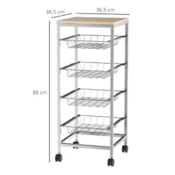 HOMCOM Servierwagen, Küchenwagen Mit Metallkörben, Küchentrolley, Beistellwagen, Silber, 36,5 X 36,5 X 89 Cm -Qualitätsladen Für Geschirr beee1d6e17dfa998eeafe2c624a74291