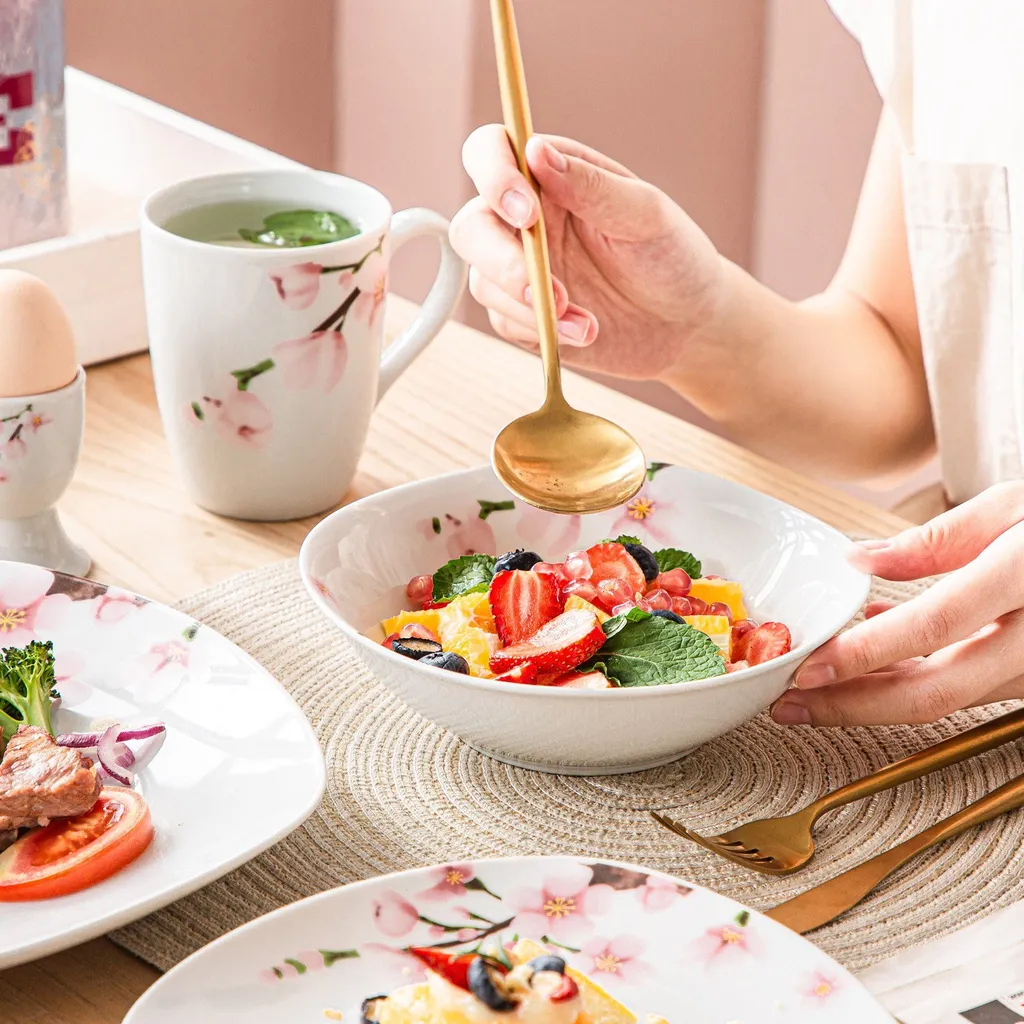 VEWEET Porzellan Kombiservice 'Annie', 40 Teilig Geschirrservice Für 8 Personen, Frühstückservice Mit Je 8 Eierbecher, Kaffeebecher 350 Ml, Müslischalen, Dessertteller Und Flachteller 5 VEWEET Porzellan Kombiservice 'Annie', 40 Teilig Geschirrservice Für 8 Personen, Frühstückservice Mit Je 8 Eierbecher, Kaffeebecher 350 Ml, Müslischalen, Dessertteller Und Flachteller – Bild 5