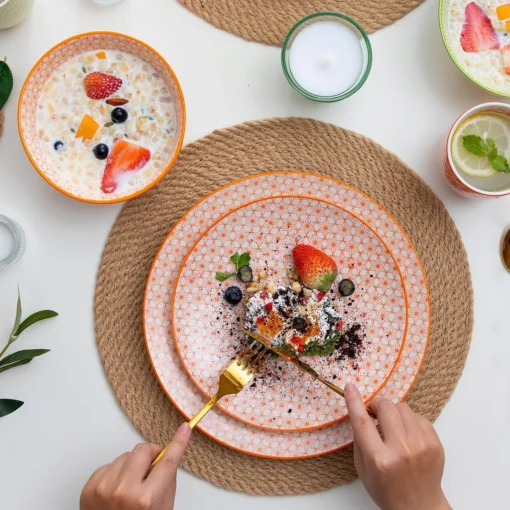 Vancasso Natsuki 16-teilig Porzellan Kombiservice, Mit Je 4 Speiseteller Ø 27 Cm, Dessertteller Ø 21,5 Cm, Müslischalen Ø 15,2 Cm Und Kaffeebecher 380 Ml – Bild 4