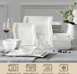 MALACASA, Serie Flora, 26 Tlg. Cremeweiß Porzellan Geschirrset Kombiservice Tafelservice Mit 6 Schalen, 6 Dessertteller, 6 Suppenteller, 6 Speiseteller Und 2 Rechteckigen Platten 9 MALACASA, Serie Flora, 26 Tlg. Cremeweiß Porzellan Geschirrset Kombiservice Tafelservice Mit 6 Schalen, 6 Dessertteller, 6 Suppenteller, 6 Speiseteller Und 2 Rechteckigen Platten -Qualitätsladen Für Geschirr c02d111902ba315aaaba6052e481f296