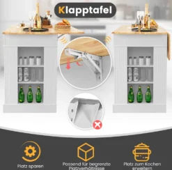COSTWAY Kücheninsel Aus Gummiholz, Küchenschrank Klappbar Mit Ausziehbarer Arbeitsplatte, Küchenschrank Mit Schubladen, Seitenregalen, 2-türigem Schrank, 3-stufig Verstellbaren Böden 9 COSTWAY Kücheninsel Aus Gummiholz, Küchenschrank Klappbar Mit Ausziehbarer Arbeitsplatte, Küchenschrank Mit Schubladen, Seitenregalen, 2-türigem Schrank, 3-stufig Verstellbaren Böden -Qualitätsladen Für Geschirr c1b34b145023c721c10a8033785e0db5
