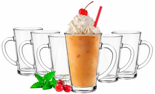 Latte Macchiato Gläser Mit Griff Aus Glas Set (6-Teilig) 270ml (max. 350ml) Kaffeegläser – Bild 2